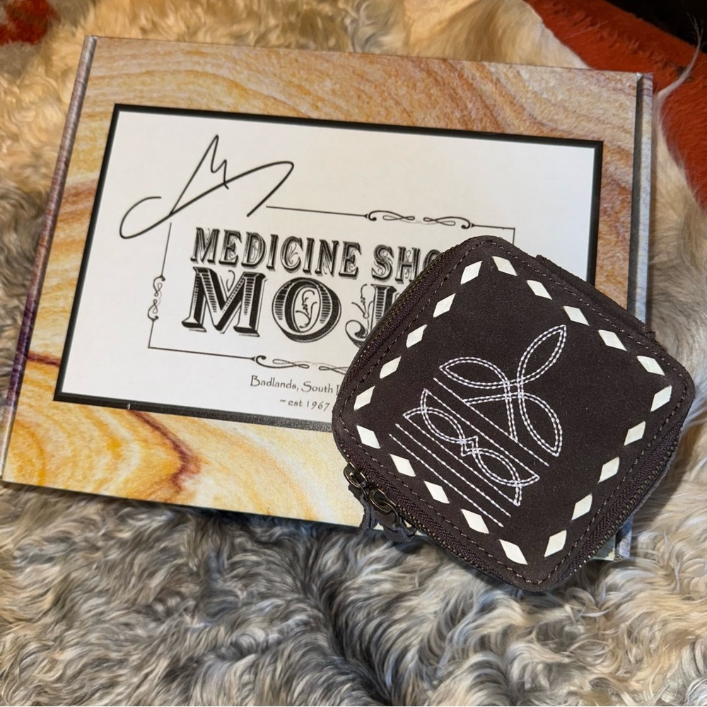 Chocolate Suede Jewelry Travel Case by Medicine Show Mojo - New w/ gift box